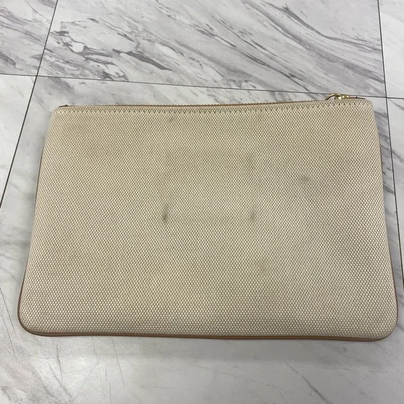Coach Beige Canvas Zip Pouch with Leather Trim - Picture 3 of 4